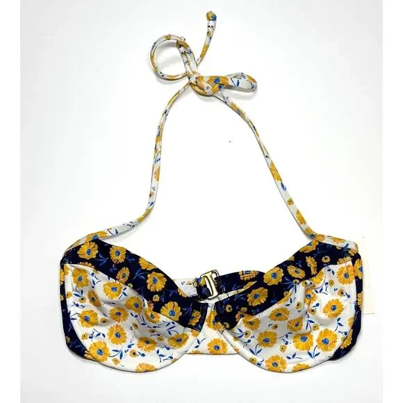 Shoshanna Daisy Daydream Tie-Neck Bikini Top Tie Front High Waist Bottoms L /DD - Picture 3 of 12